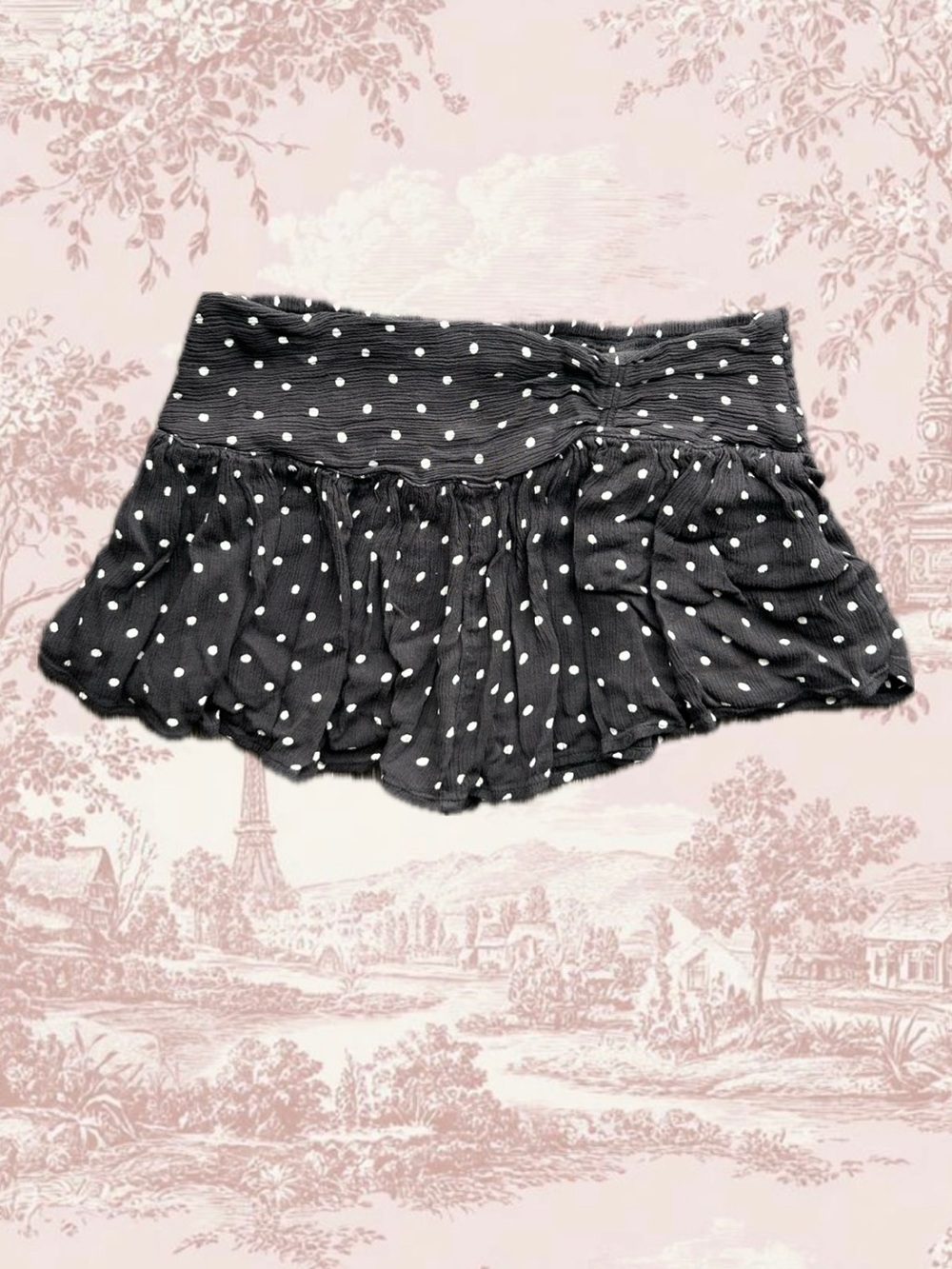 Free People Black & White Polka Dot
Ruched Mini Skort